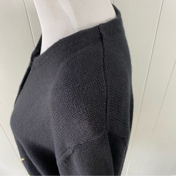 VTG Tierra International Sweater Black Embroidered Floral Knit Cardigan Size M - Picture 10 of 14